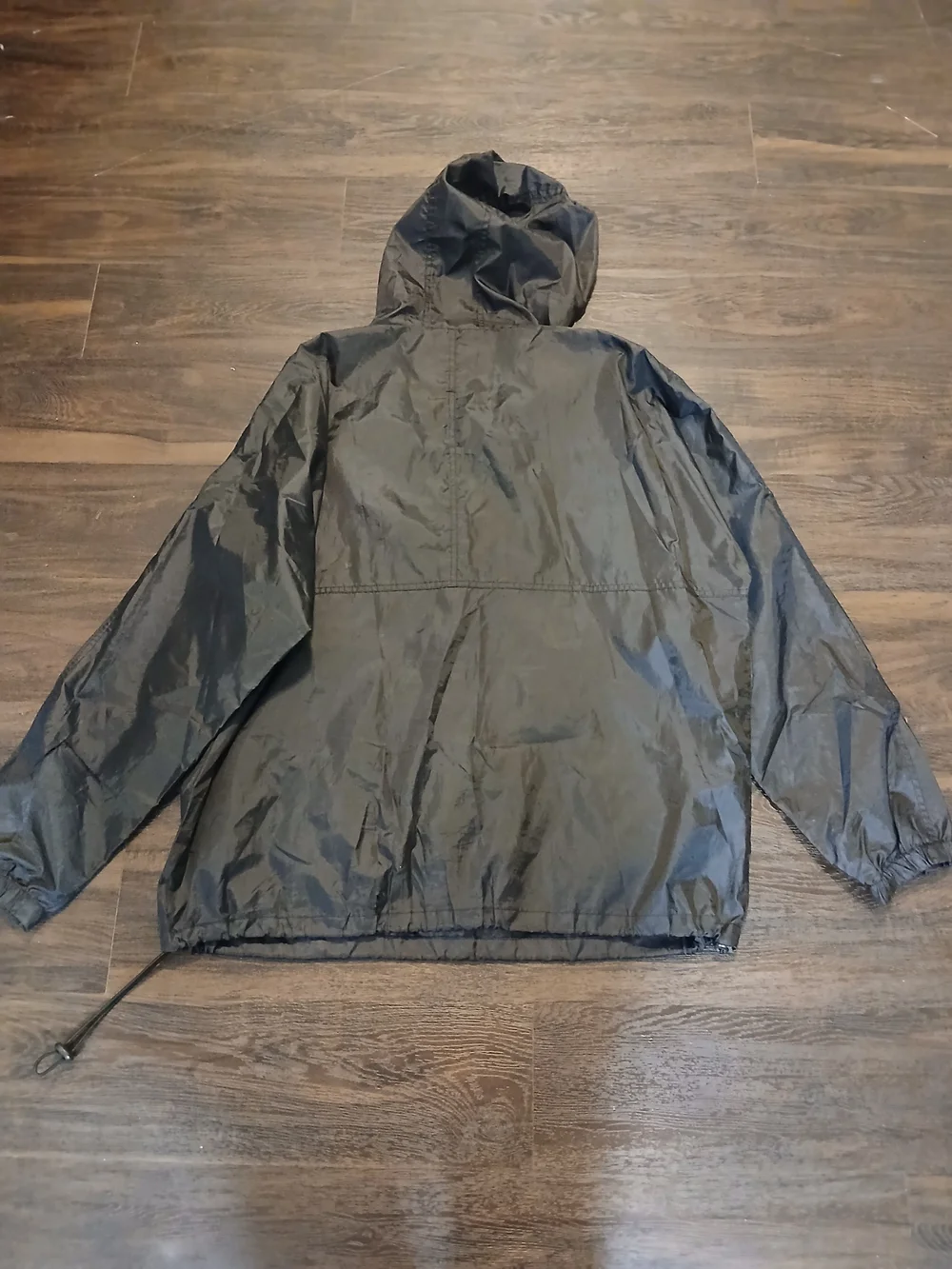 John Deere Black Hooded Pullover Windbreaker with Green Logo Patch